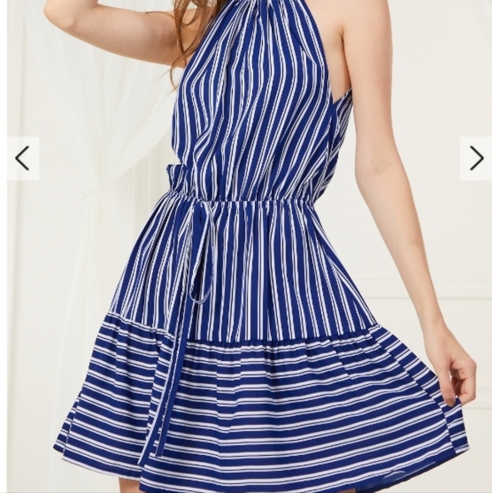 Women's Striped Dress-Navy